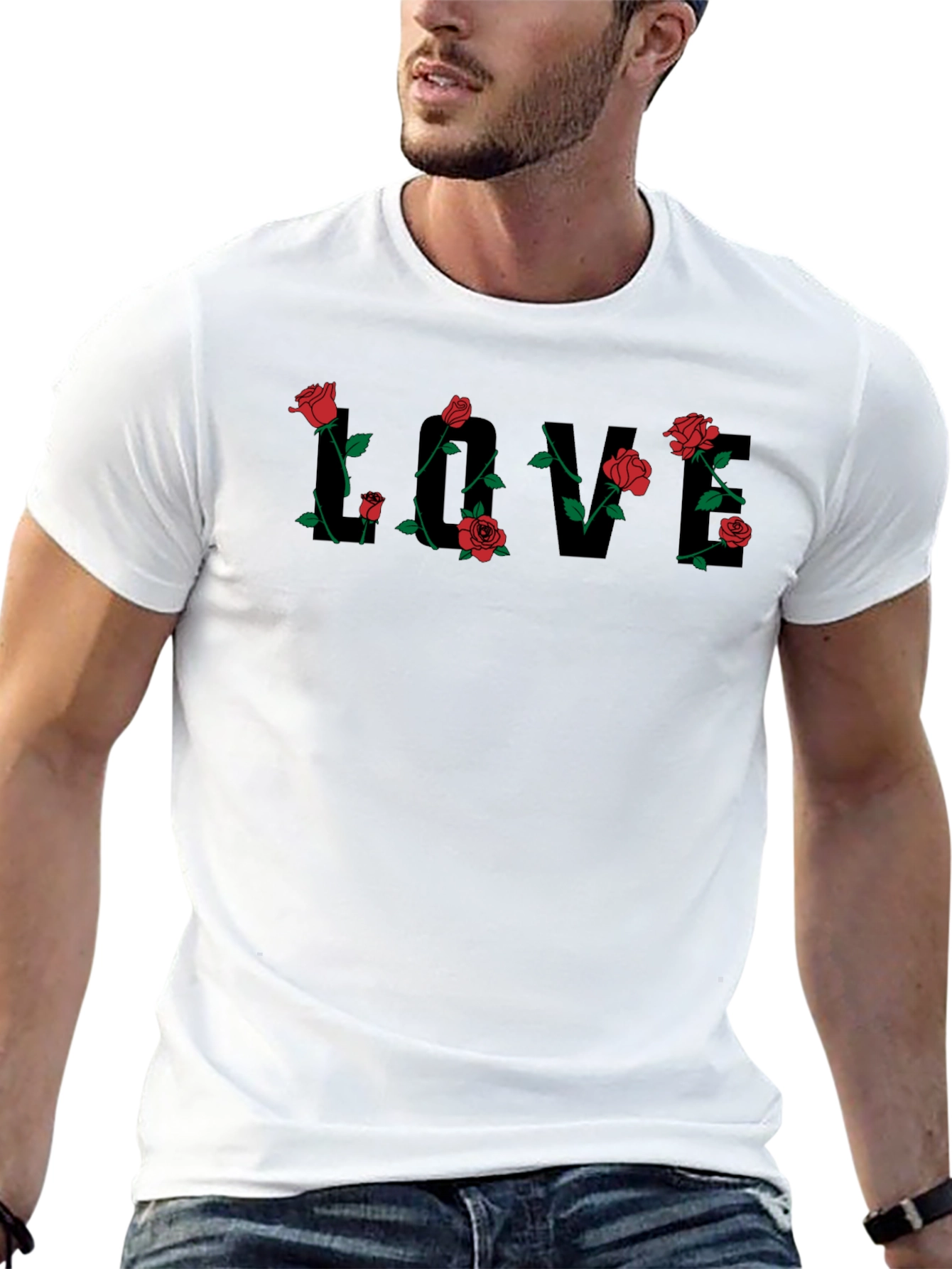 Love Rose Graphic Tee - Mens Black T-Shirt