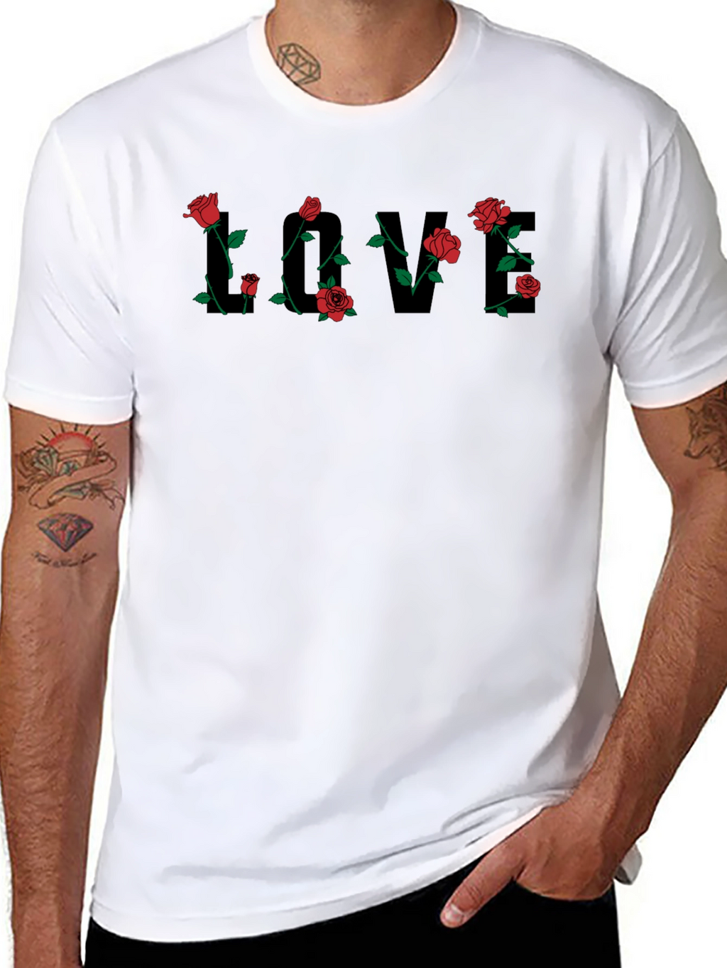 Love Rose Graphic Tee - Mens Black T-Shirt