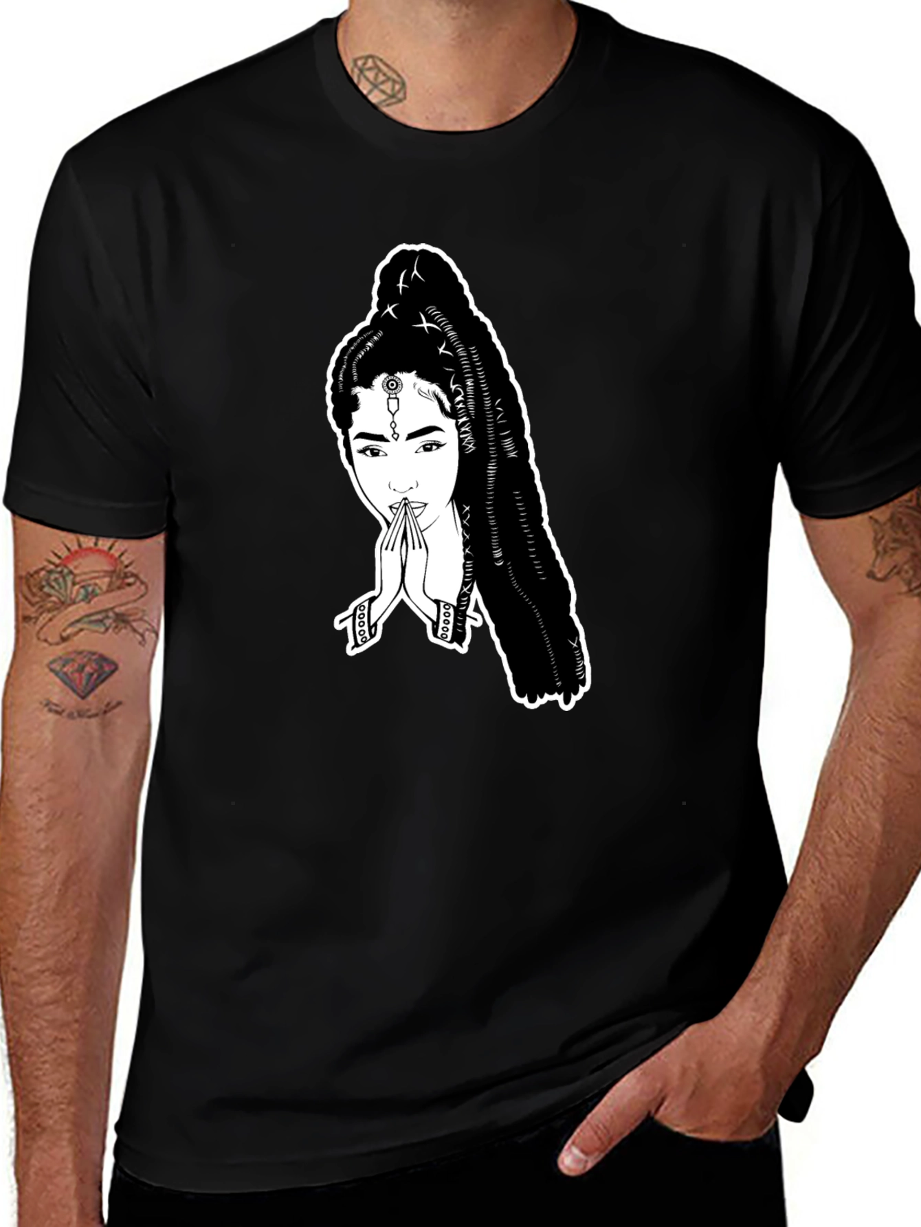 Black T-Shirt with Unique Graphic Print