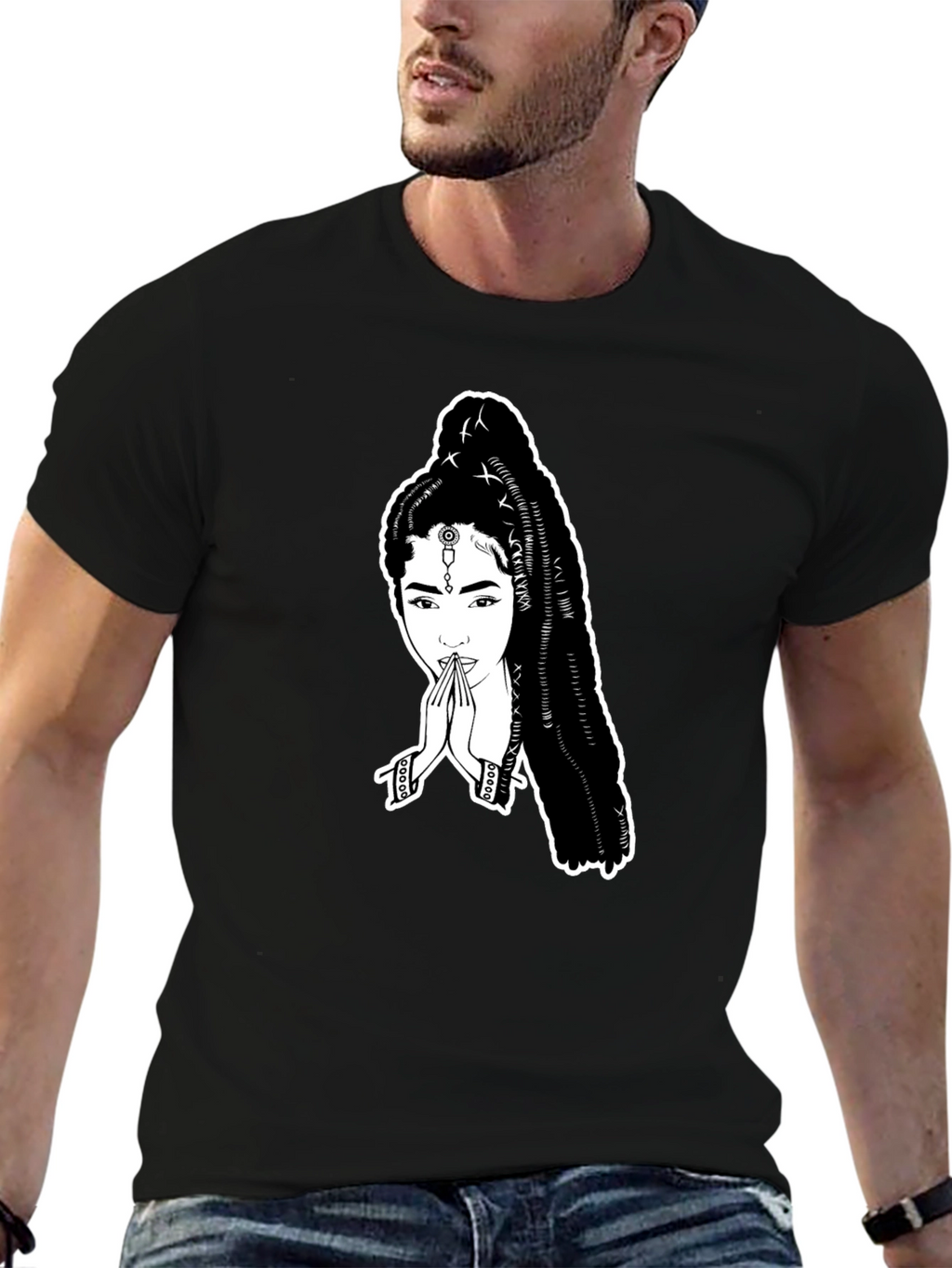 Black T-Shirt with Unique Graphic Print