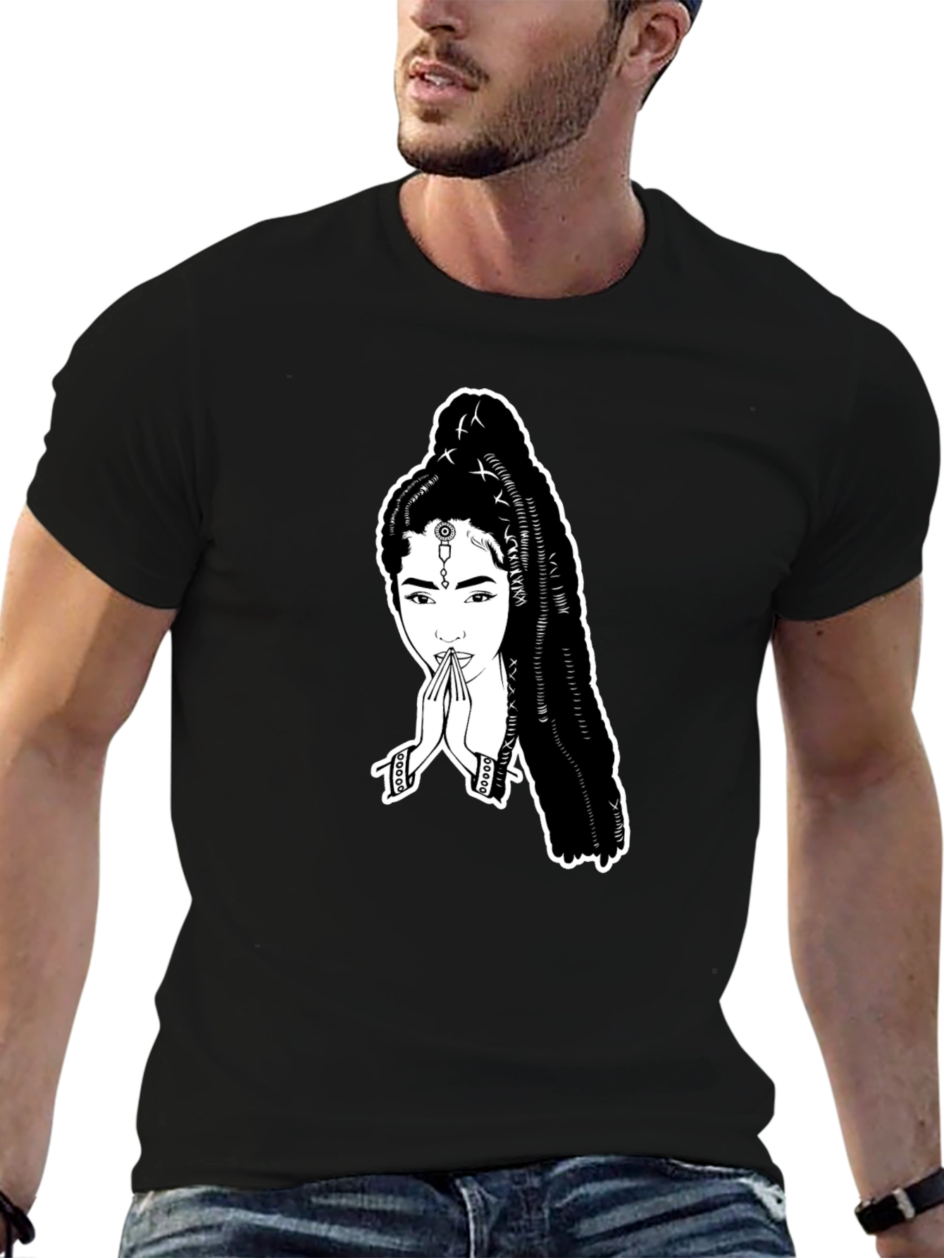 Black T-Shirt with Unique Graphic Print