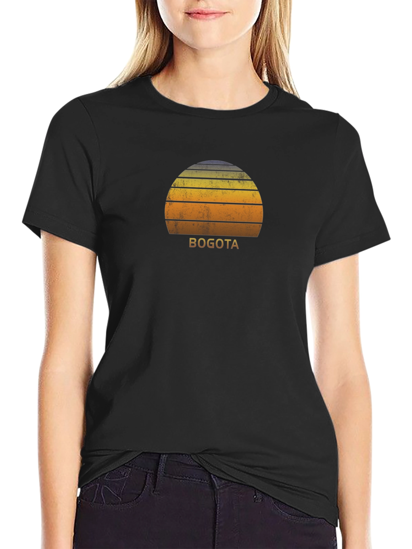 Bogota Retro Sunset Graphic T-Shirt - Stylish City Pride Tee