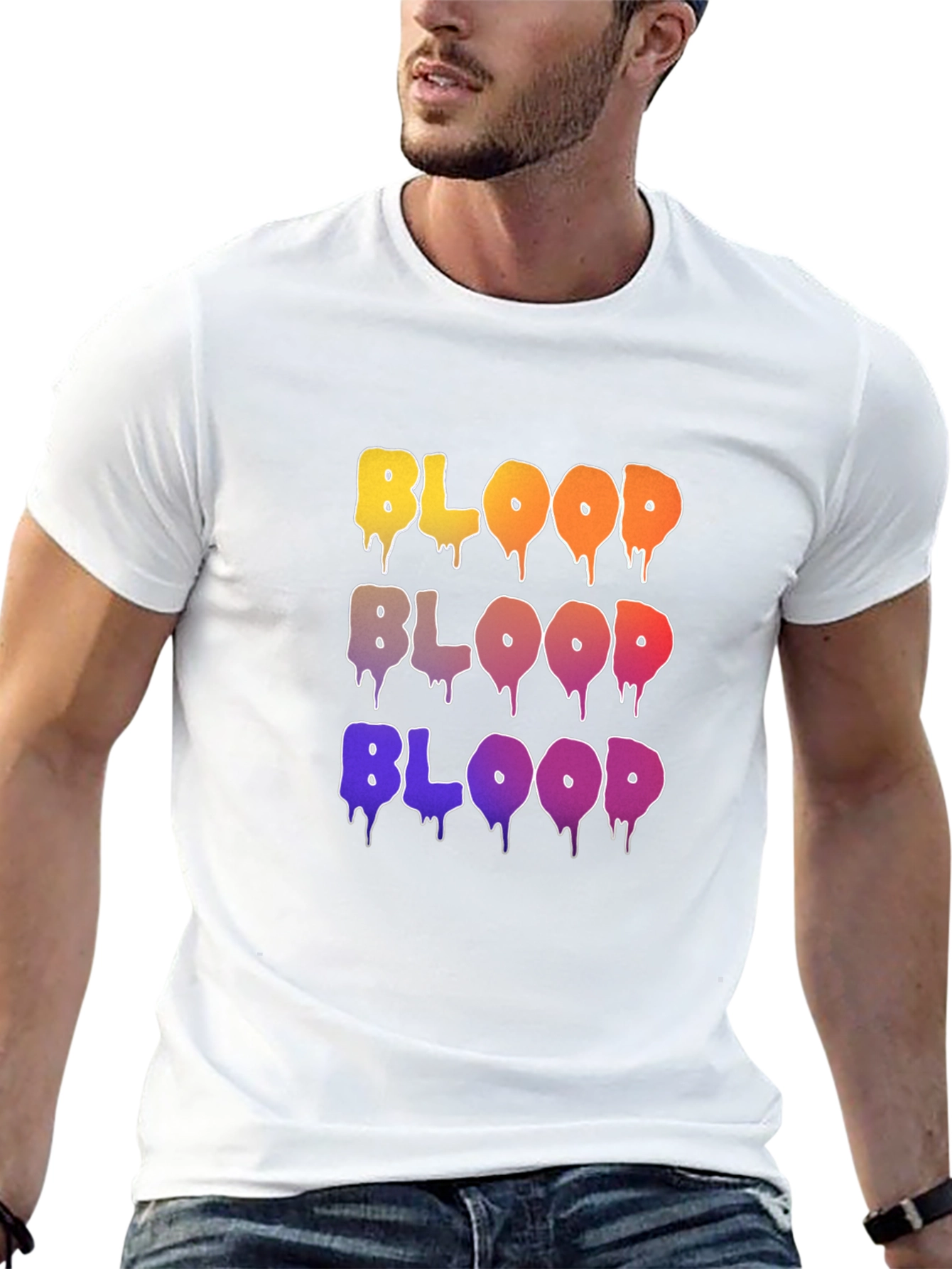 Colorful BLOOD Graphic T-Shirt