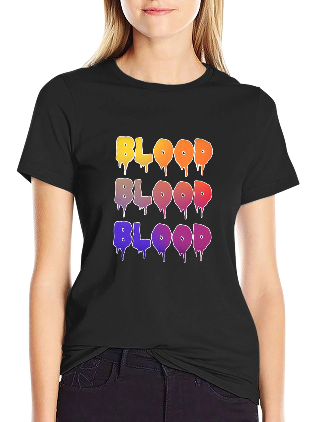 Colorful BLOOD Graphic T-Shirt