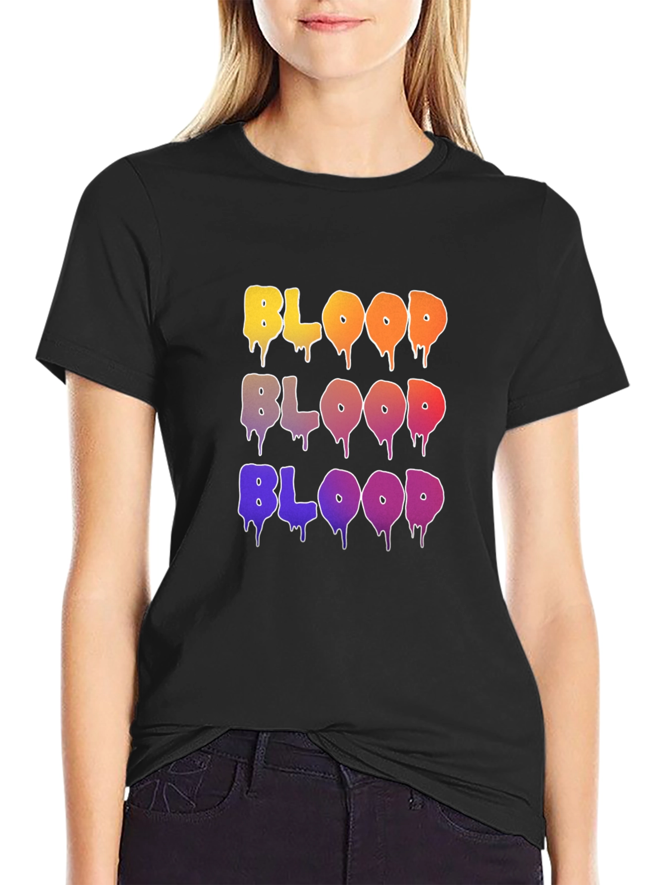 Colorful BLOOD Graphic T-Shirt