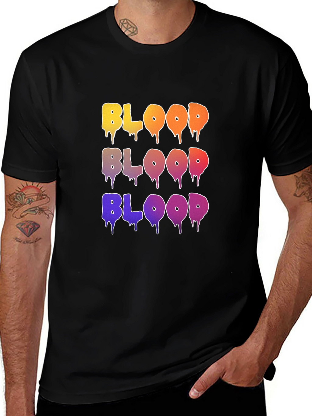 Colorful BLOOD Graphic T-Shirt
