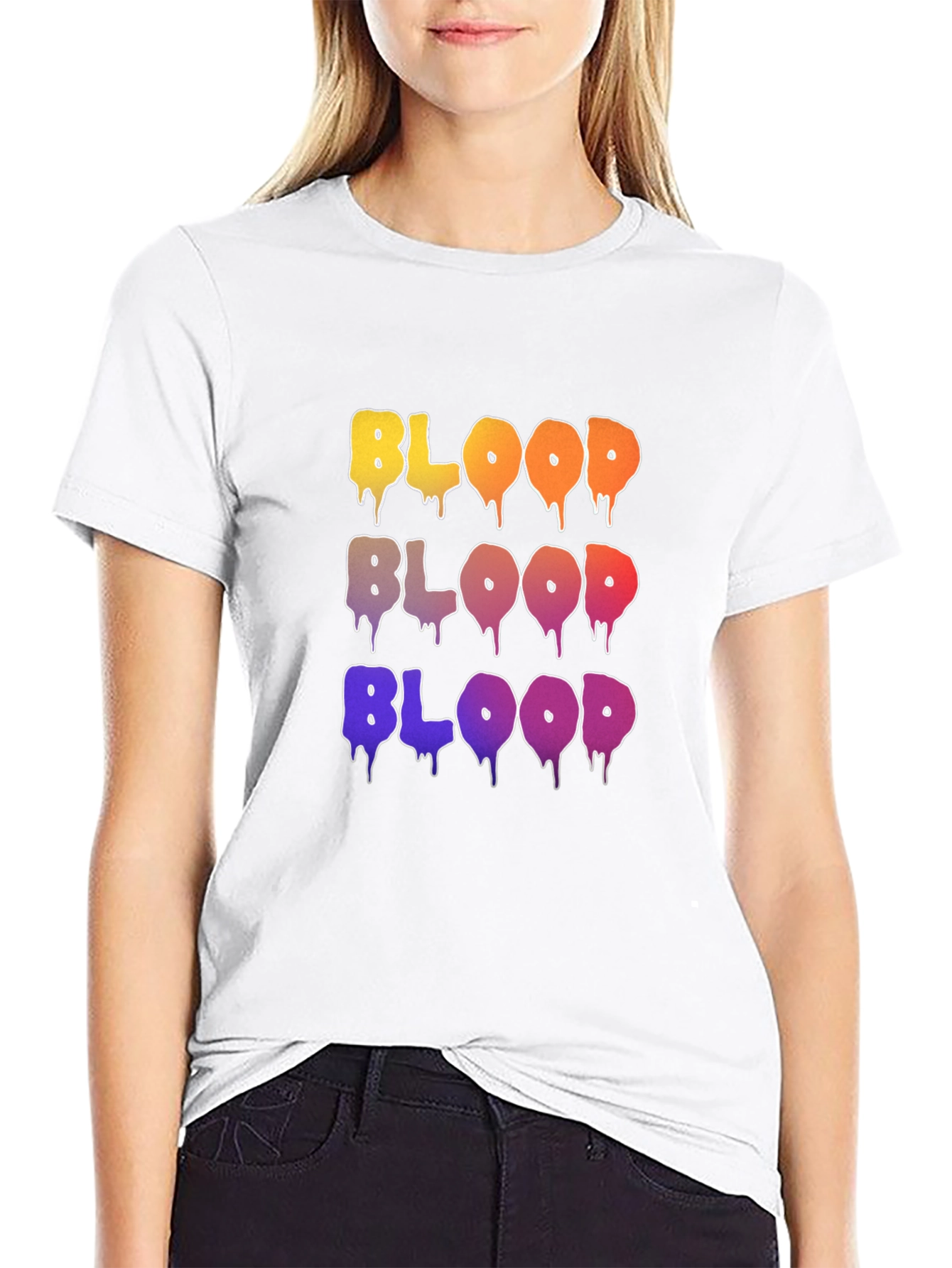 Colorful BLOOD Graphic T-Shirt