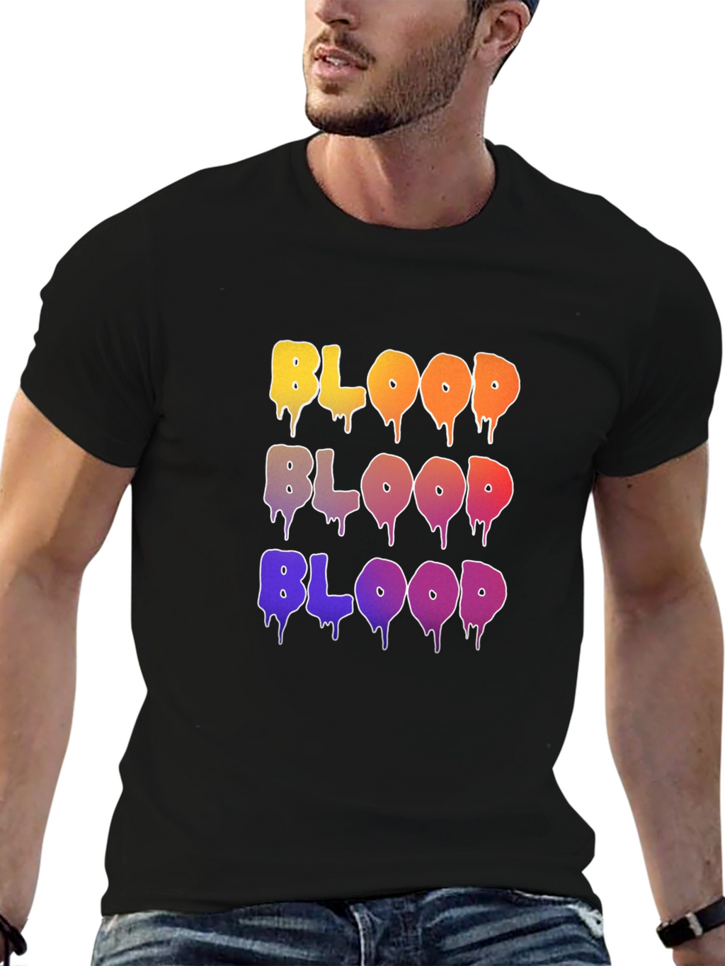 Colorful BLOOD Graphic T-Shirt