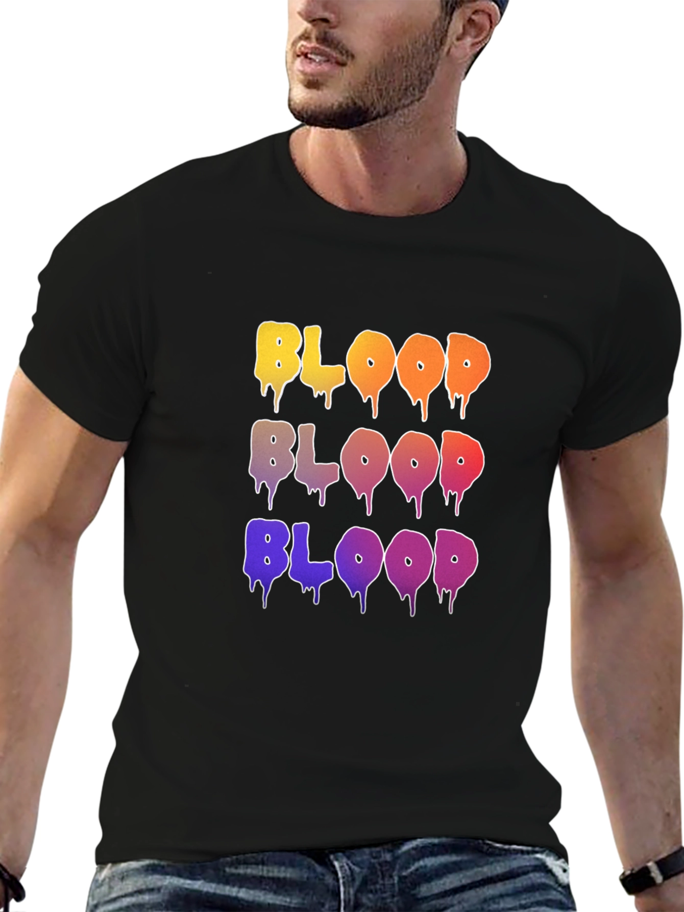 Colorful BLOOD Graphic T-Shirt