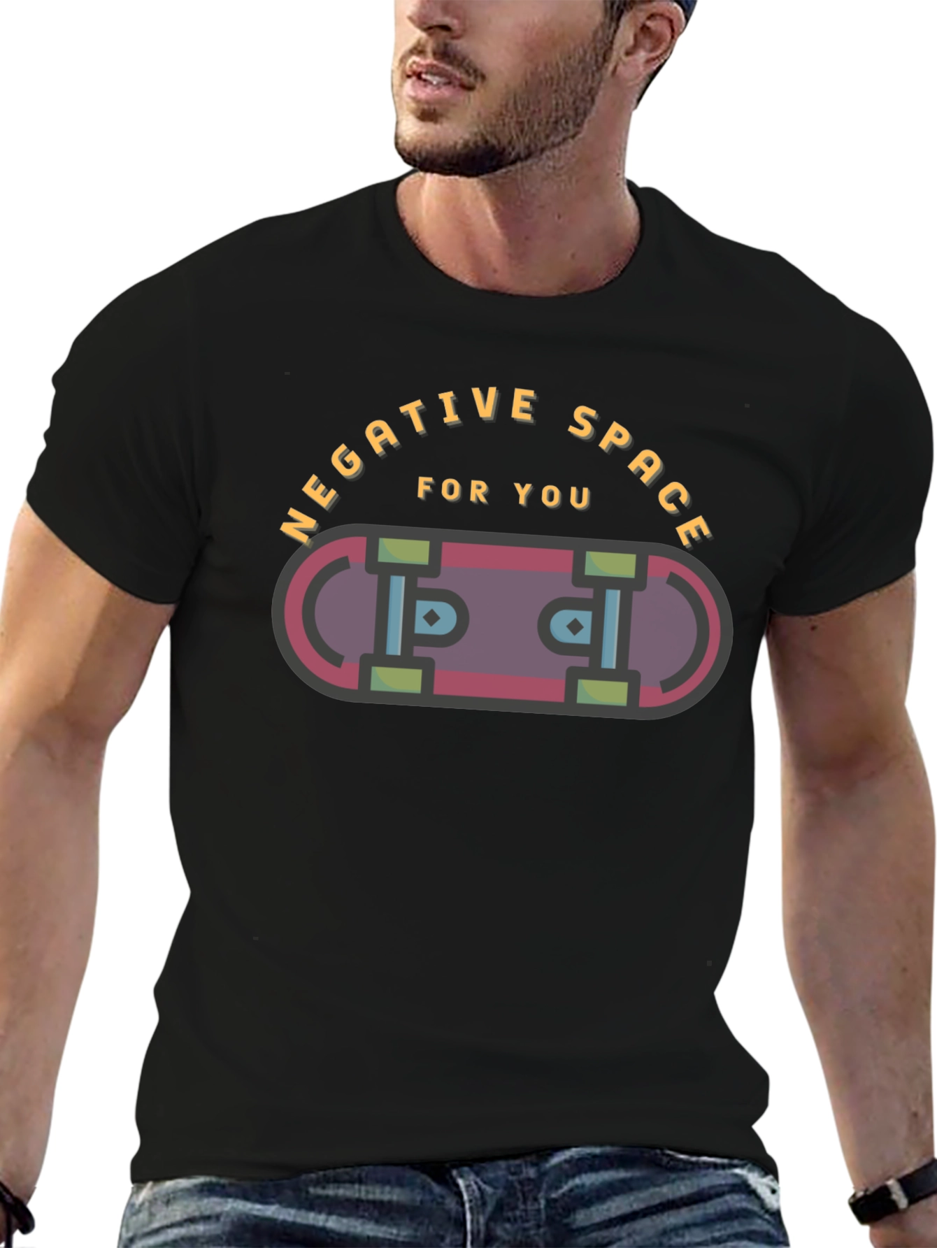 Negative Space Skateboard Graphic Tee - Black