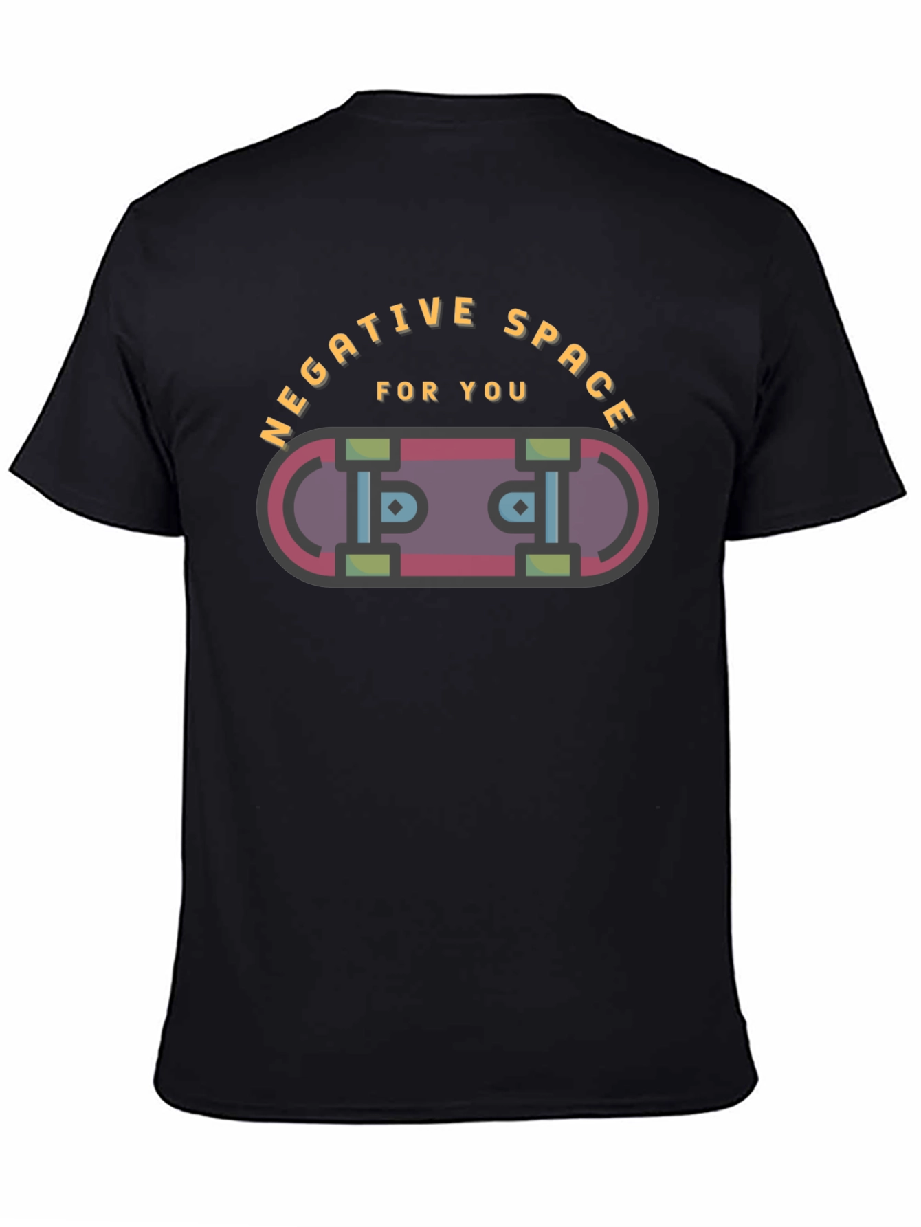 Negative Space Skateboard Graphic Tee - Black