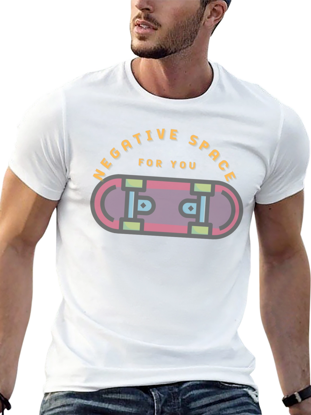 Negative Space Skateboard Graphic Tee - Black