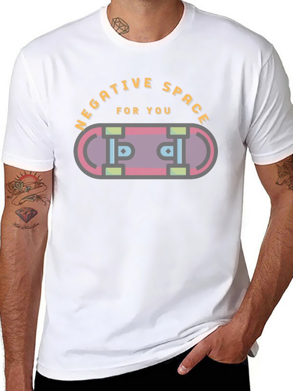 Negative Space Skateboard Graphic Tee - Black