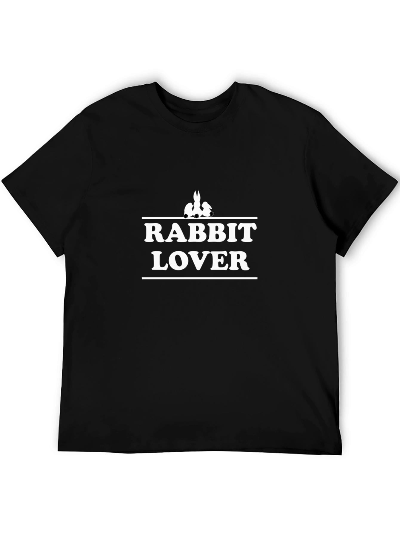 Rabbit Lover Graphic Tee - Black Cotton T-Shirt