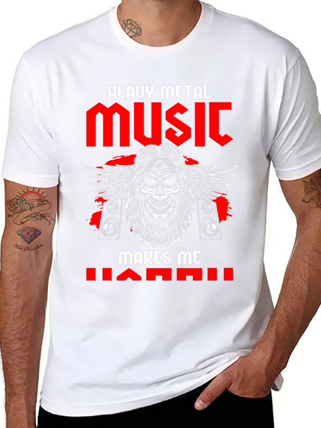 Heavy Metal Music Skull Graphic T-Shirt