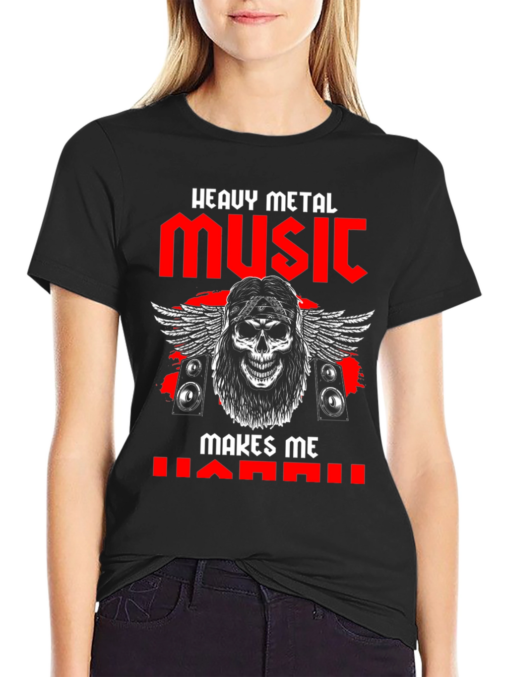 Heavy Metal Music Skull Graphic T-Shirt