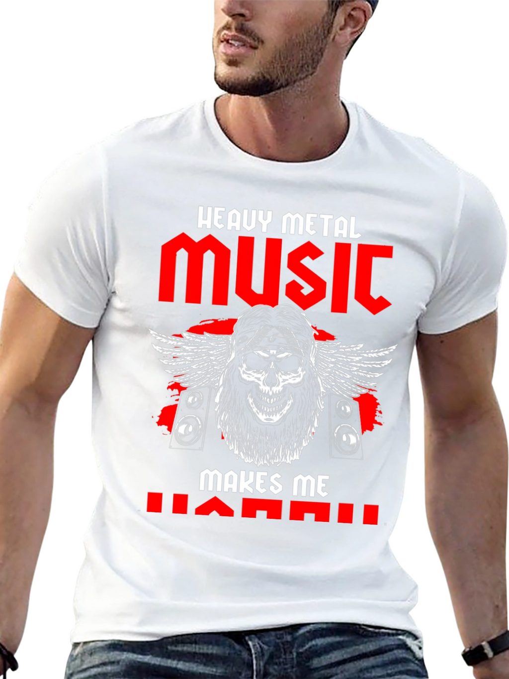 Heavy Metal Music Skull Graphic T-Shirt