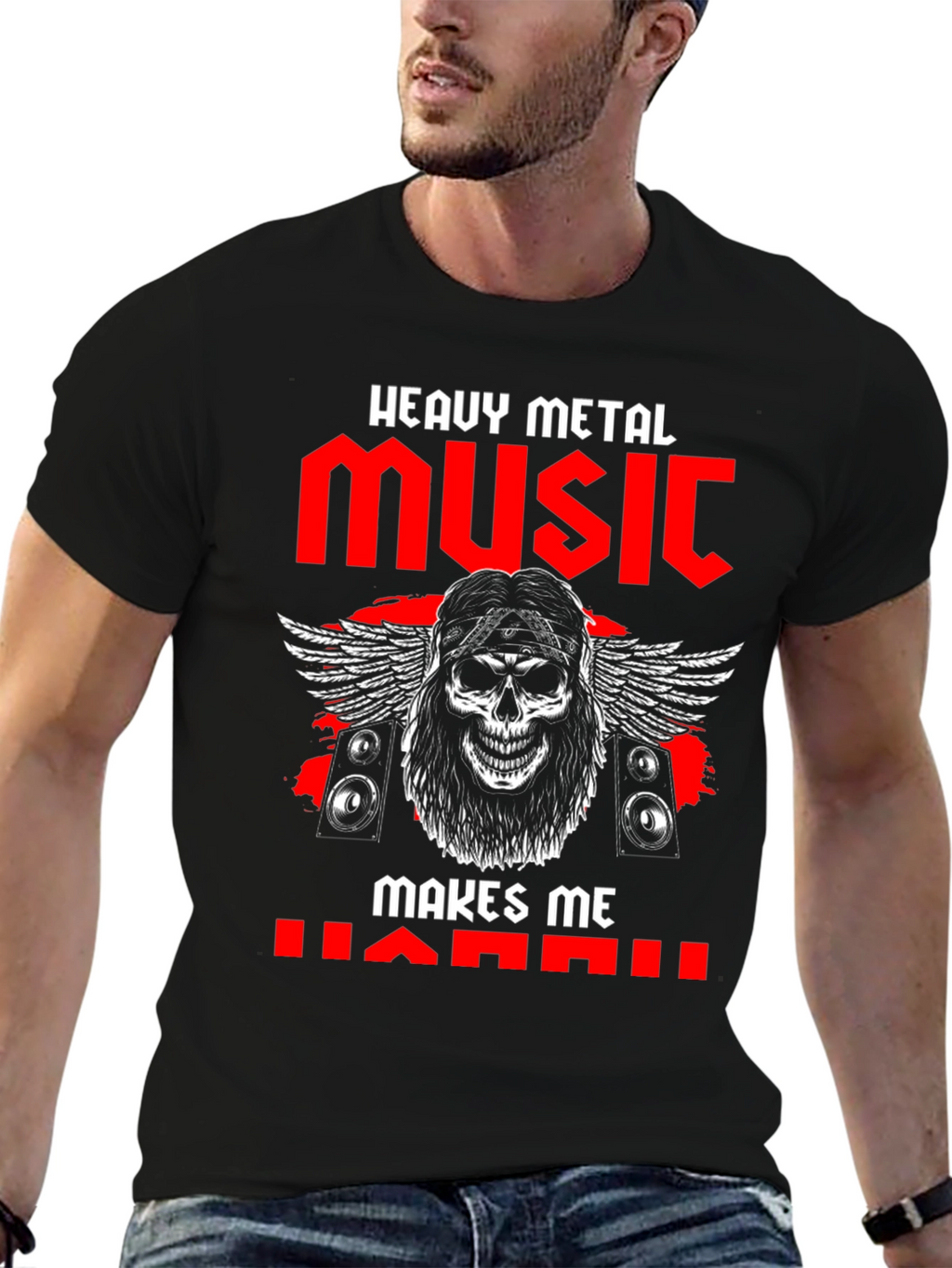 Heavy Metal Music Skull Graphic T-Shirt