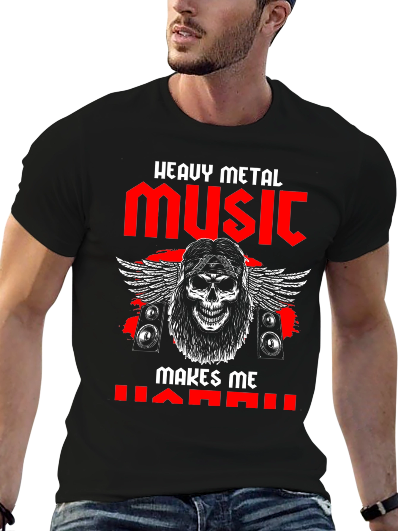 Heavy Metal Music Skull Graphic T-Shirt