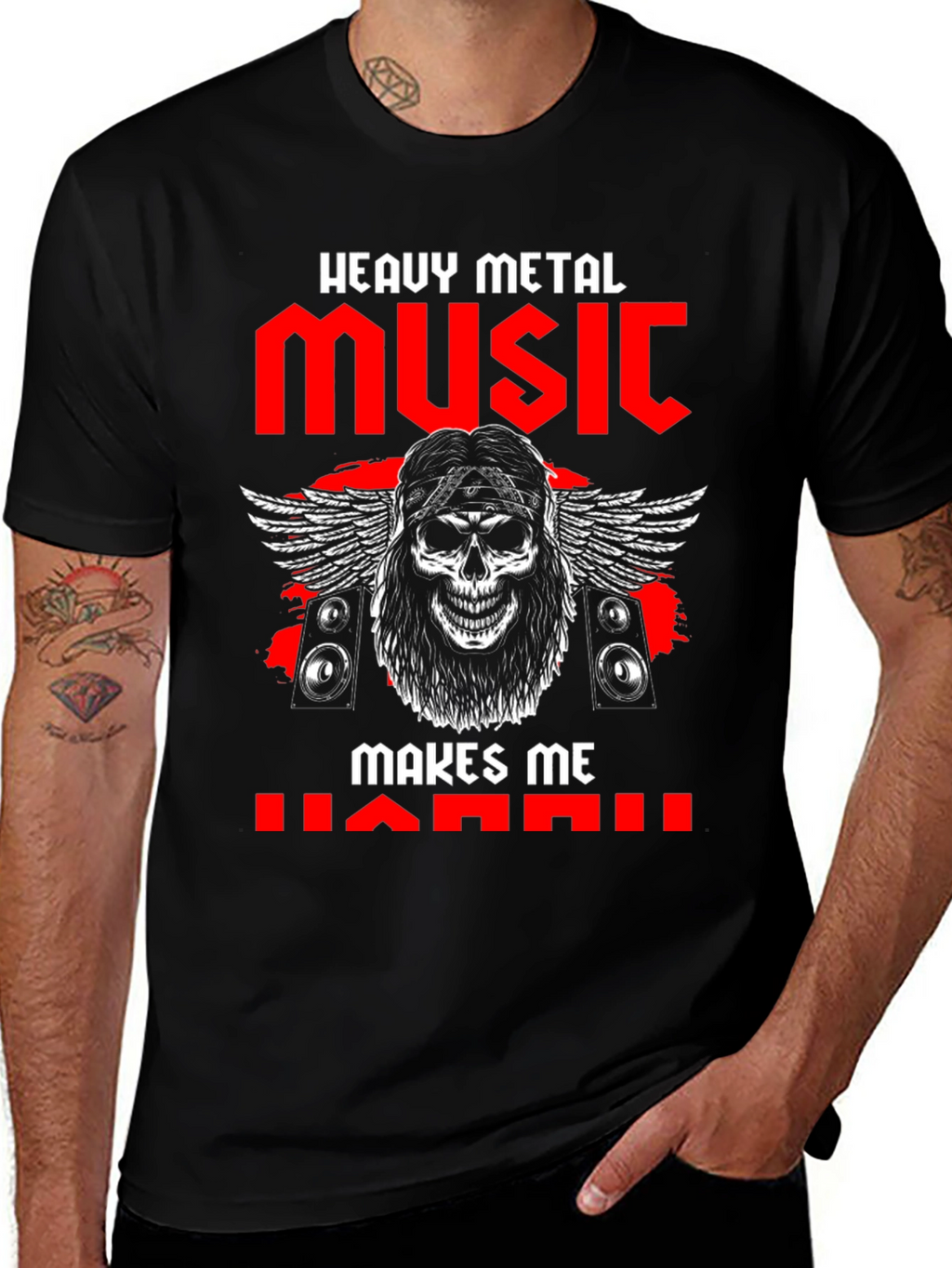 Heavy Metal Music Skull Graphic T-Shirt