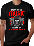 Heavy Metal Music Skull Graphic T-Shirt