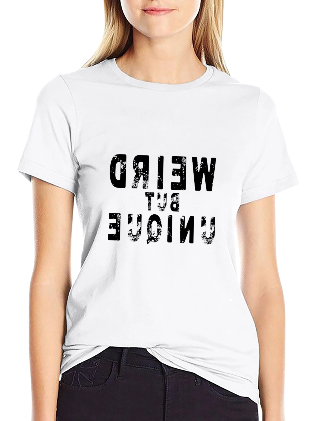 Weird But Unique Graphic Tee - Black Cotton T-Shirt