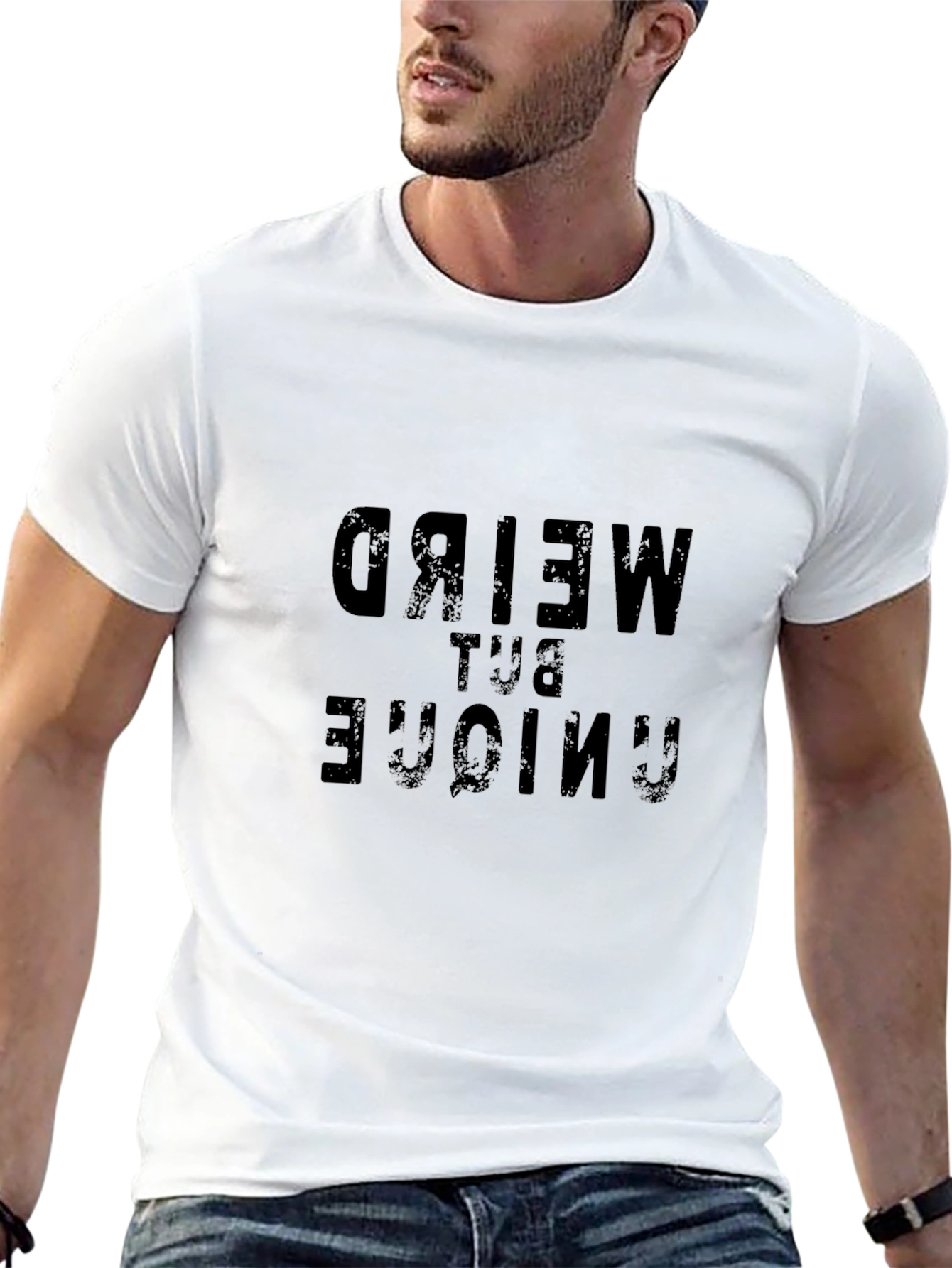 Weird But Unique Graphic Tee - Black Cotton T-Shirt