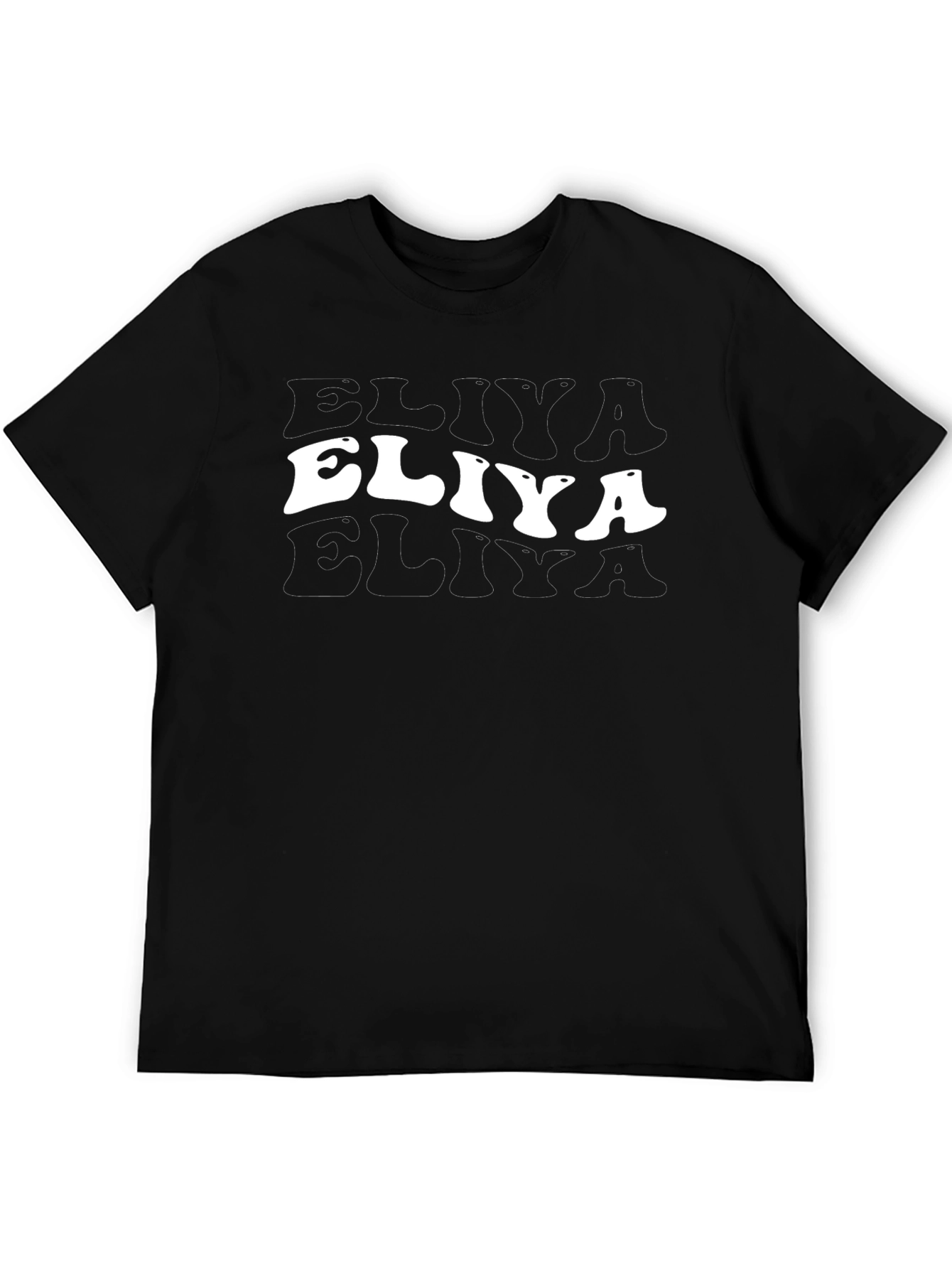 Eliya T-Shirt: Retro Groovy Font Black Tee
