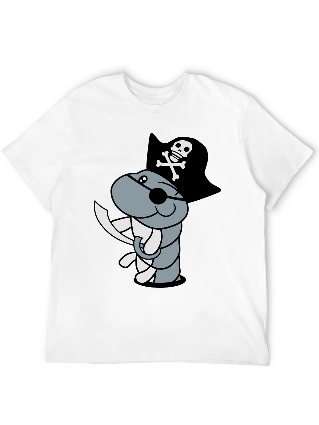 Pirate Worm Graphic T-Shirt - Black Cotton Tee