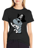 Pirate Worm Graphic T-Shirt - Black Cotton Tee