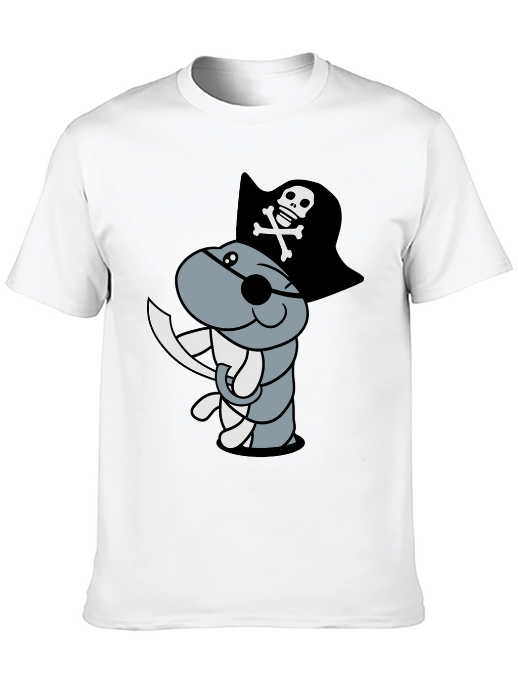 Pirate Worm Graphic T-Shirt - Black Cotton Tee