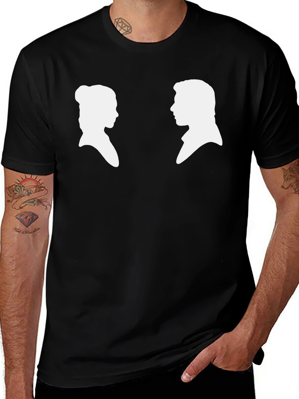 Silhouette Couple Graphic Tee - Black