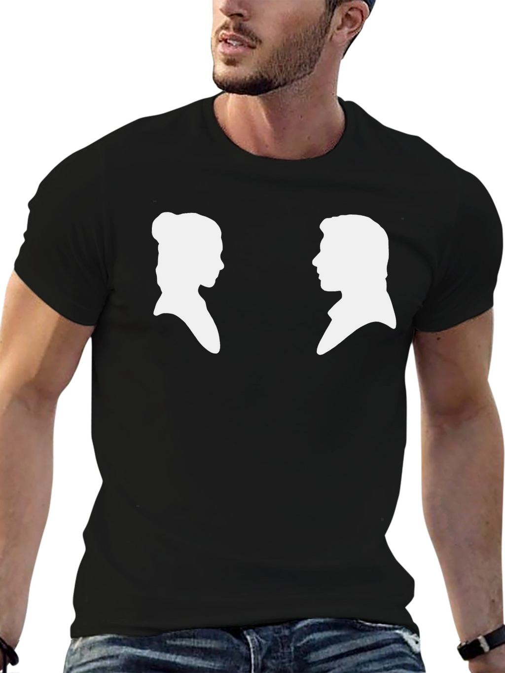 Silhouette Couple Graphic Tee - Black