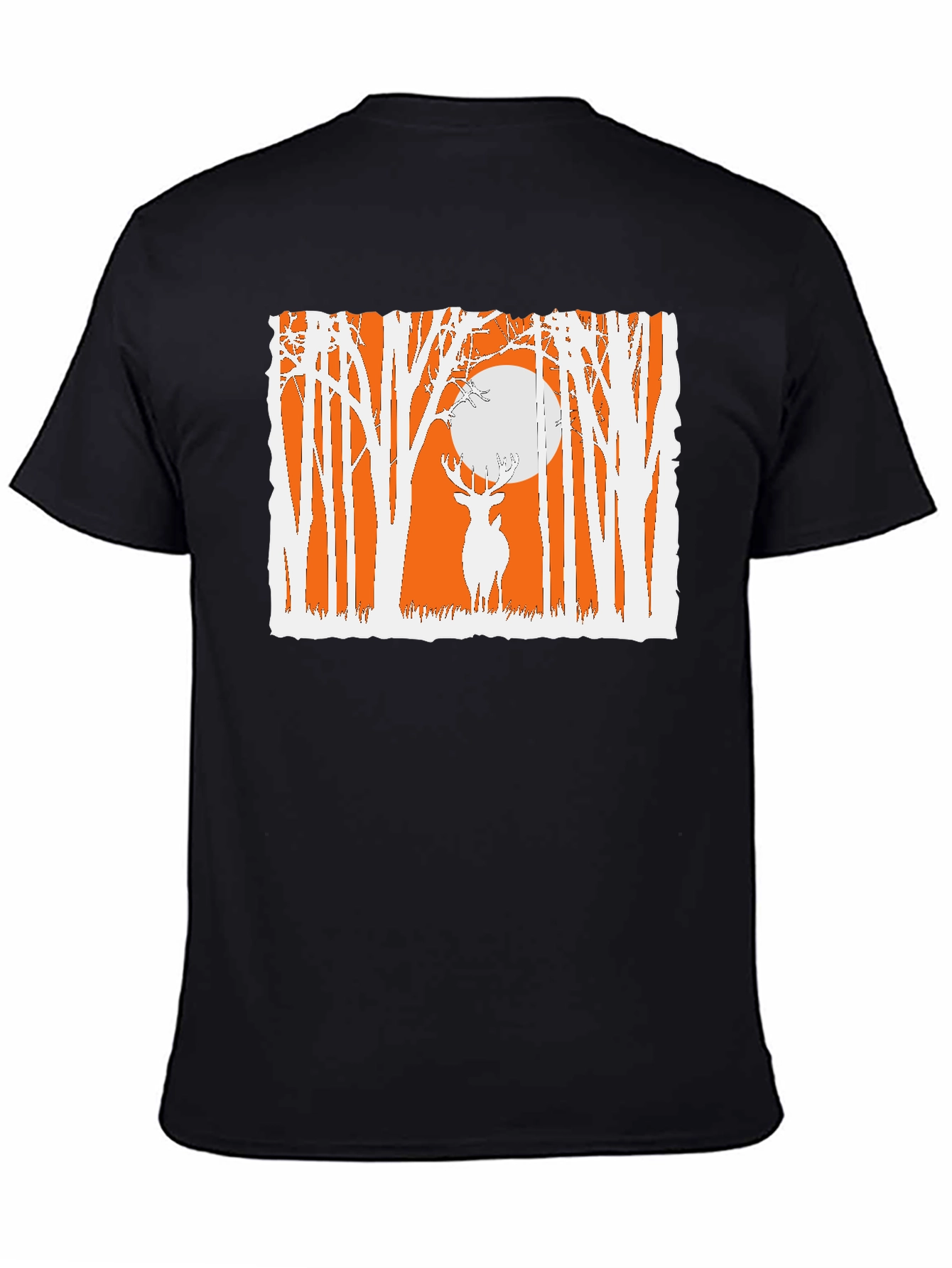 Deer in Forest Graphic T-Shirt - Black