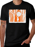 Deer in Forest Graphic T-Shirt - Black