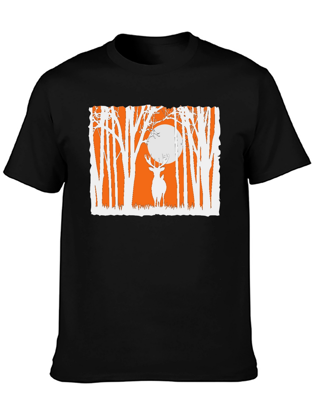 Deer in Forest Graphic T-Shirt - Black