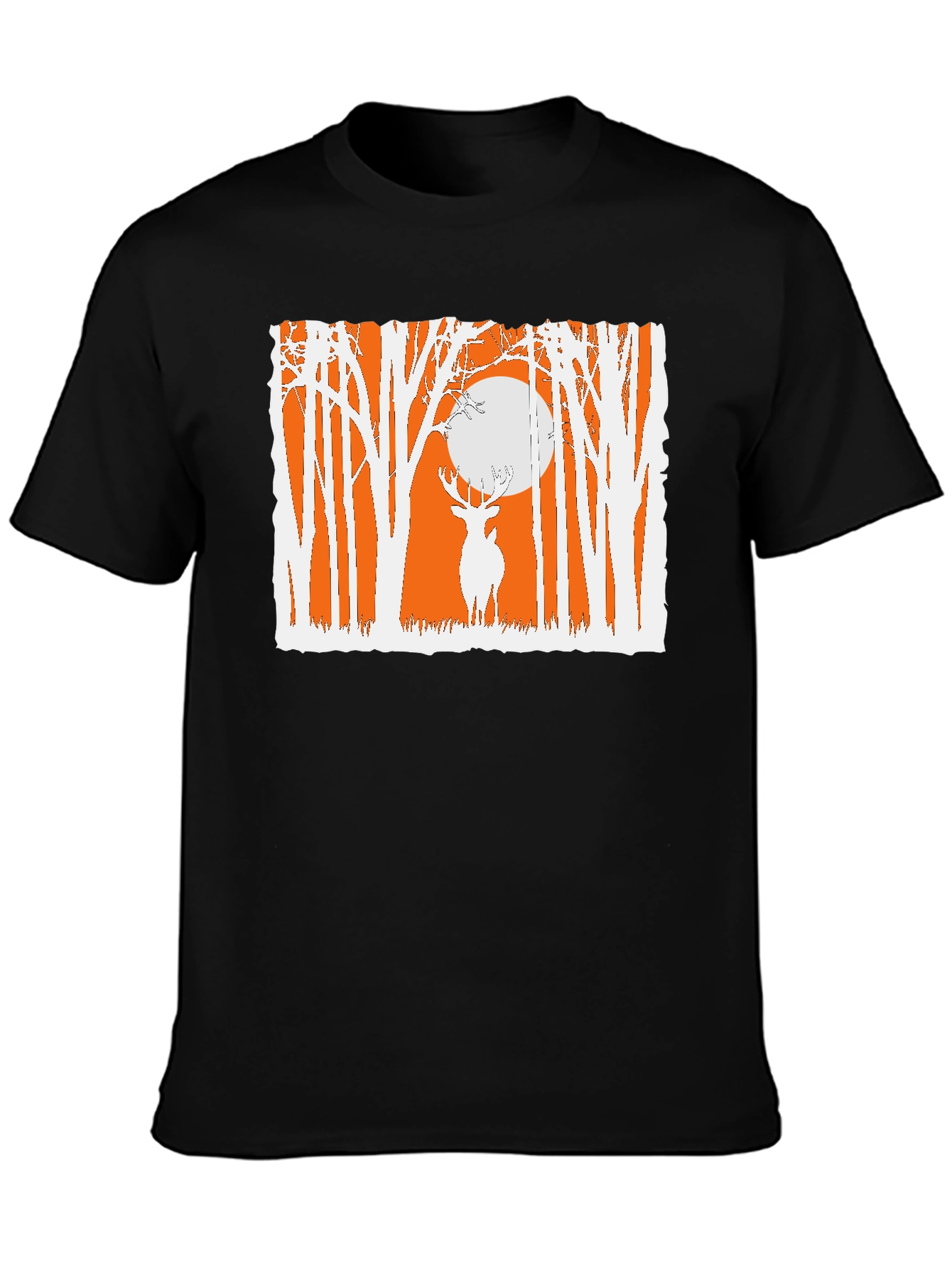 Deer in Forest Graphic T-Shirt - Black