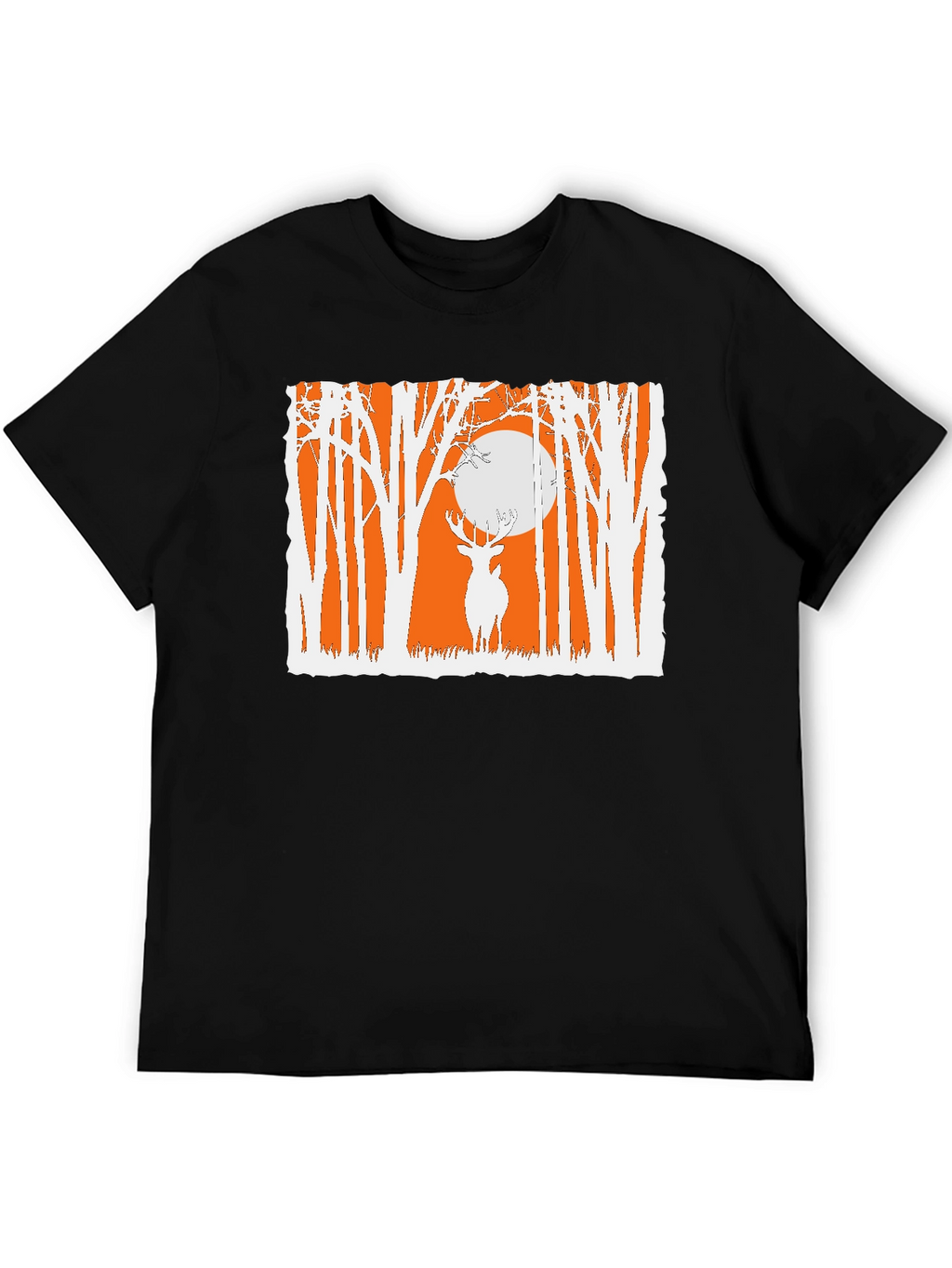 Deer in Forest Graphic T-Shirt - Black