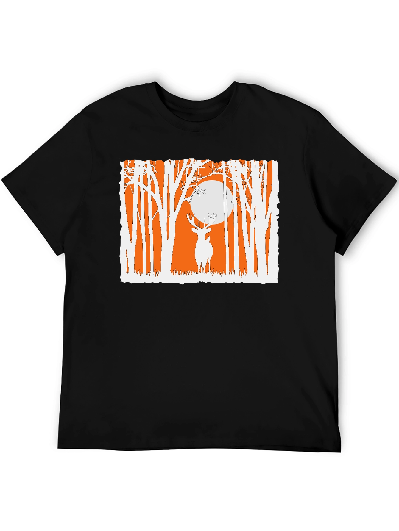 Deer in Forest Graphic T-Shirt - Black