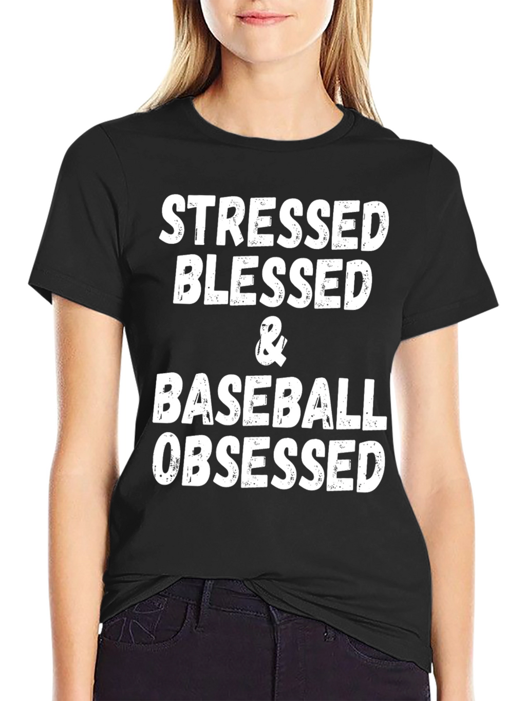 Stressed Blessed Baseball Obsessed Graphic Tee