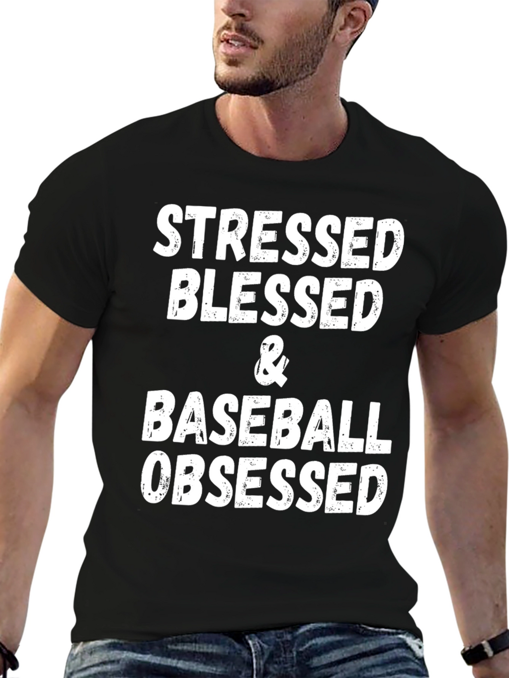 Stressed Blessed Baseball Obsessed Graphic Tee