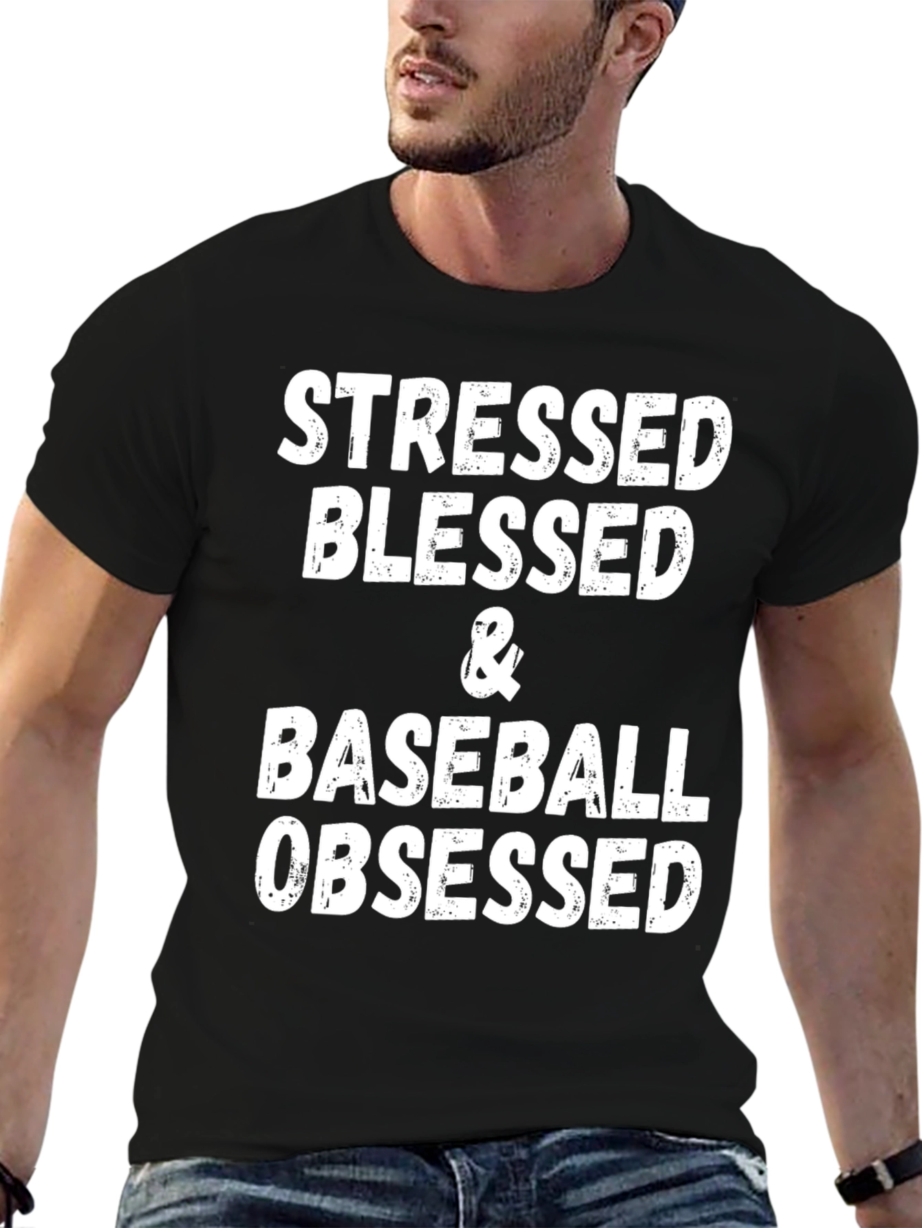 Stressed Blessed Baseball Obsessed Graphic Tee
