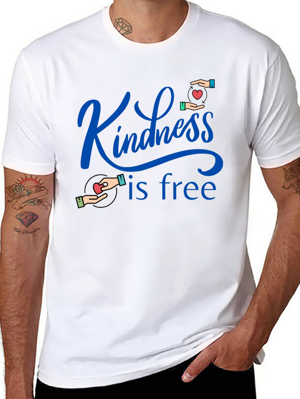 Kindness is Free Graphic Tee - Black Cotton T-Shirt