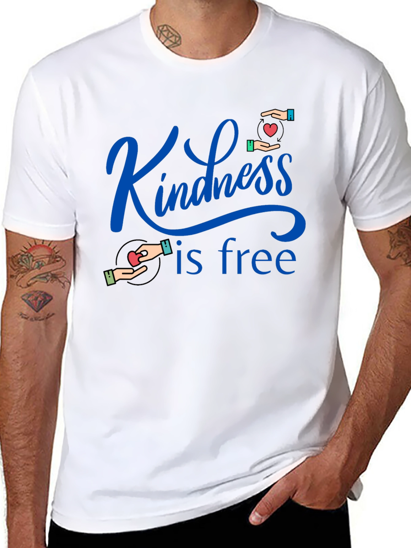 Kindness is Free Graphic Tee - Black Cotton T-Shirt