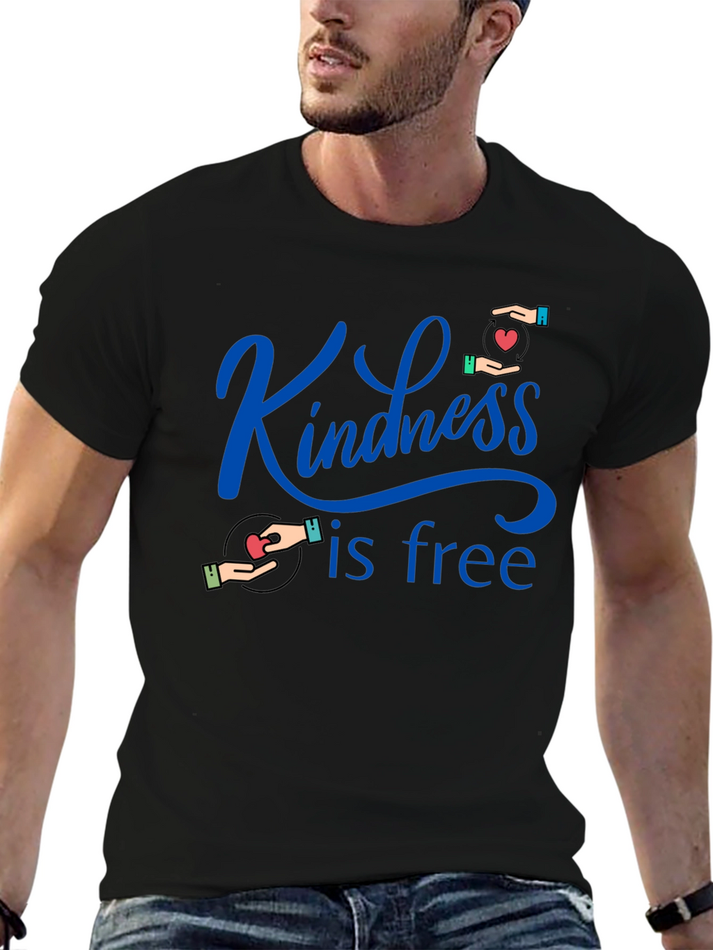 Kindness is Free Graphic Tee - Black Cotton T-Shirt