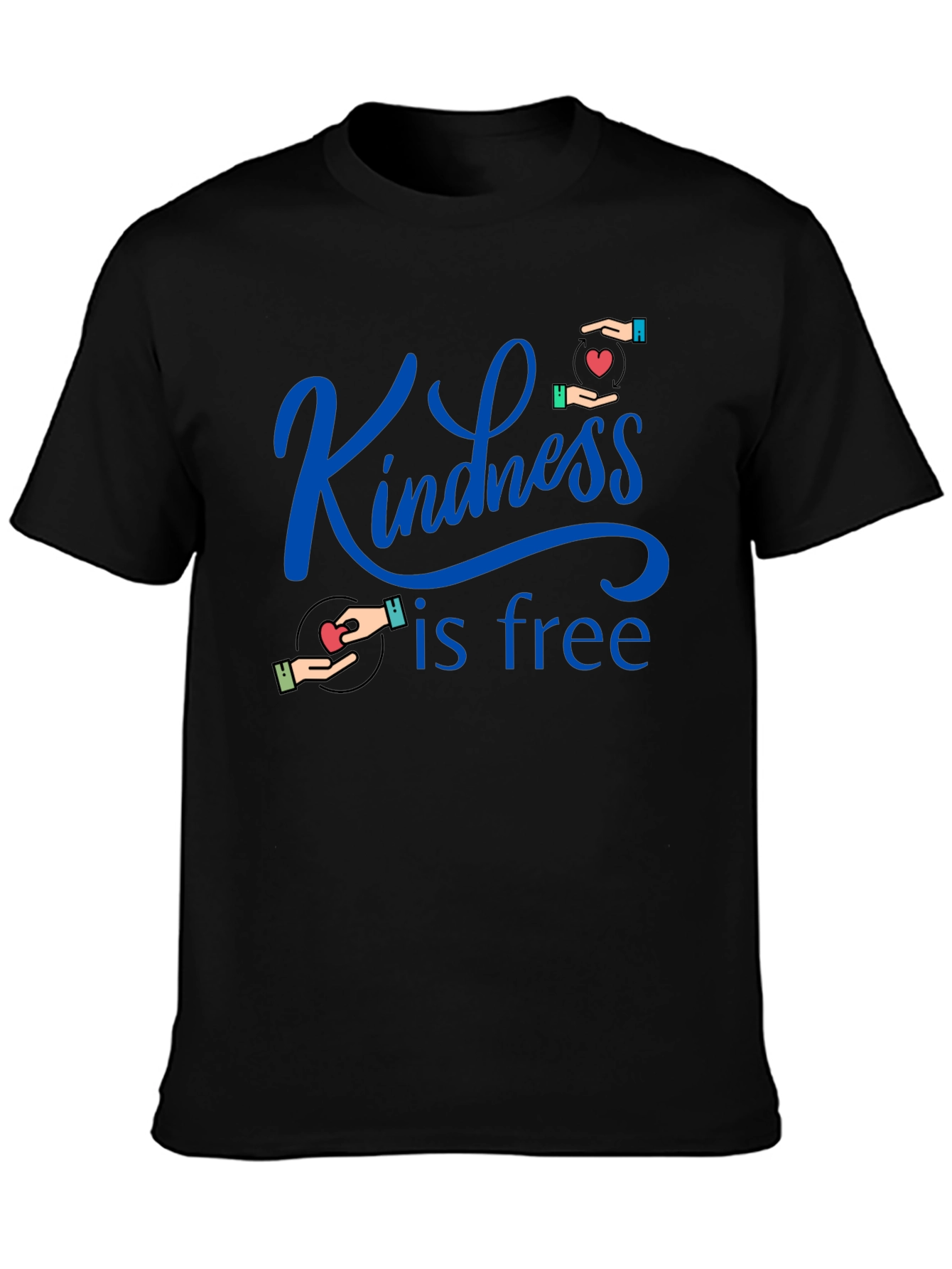 Kindness is Free Graphic Tee - Black Cotton T-Shirt