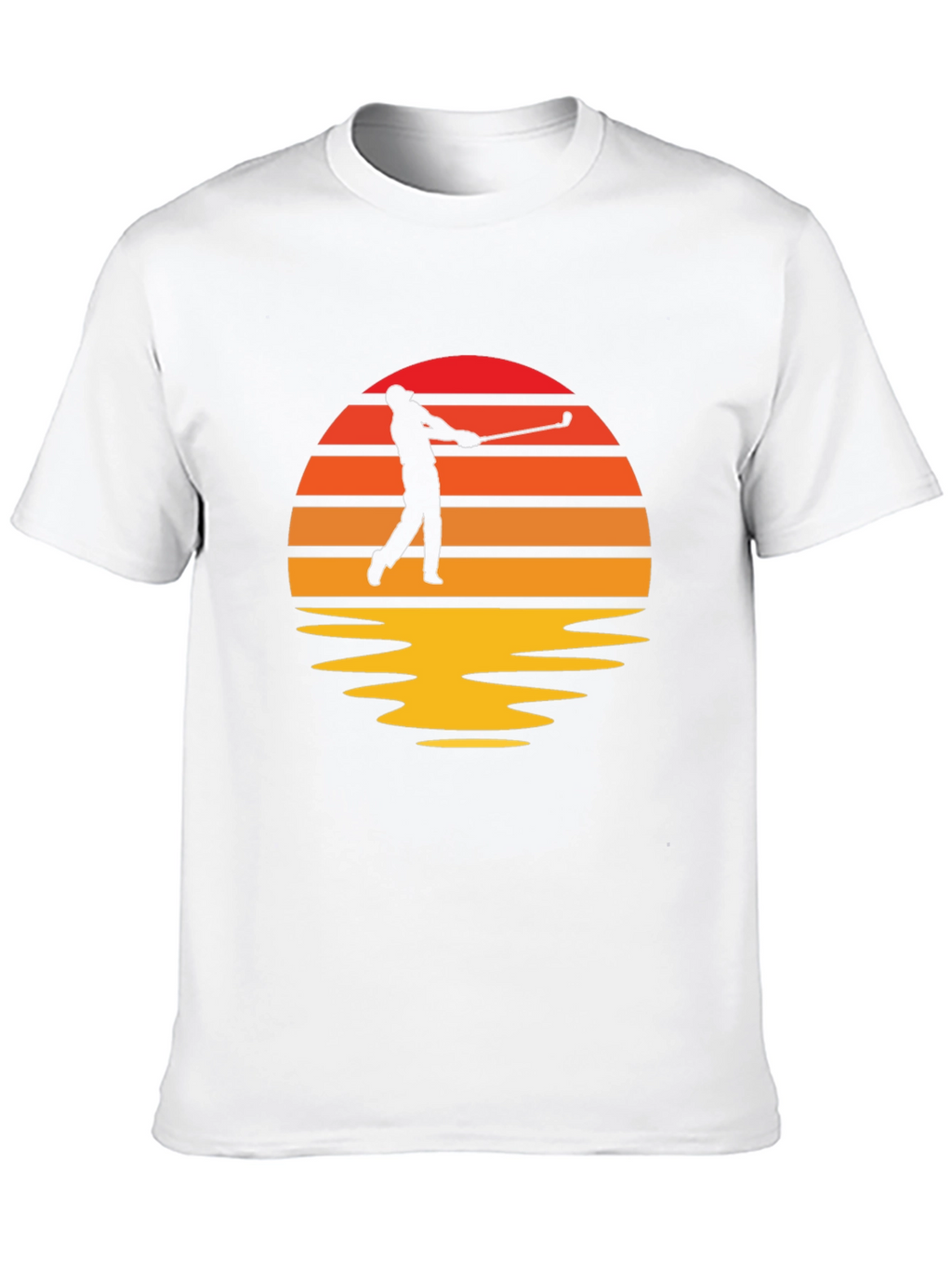 Retro Golfer Sunset Black T-Shirt