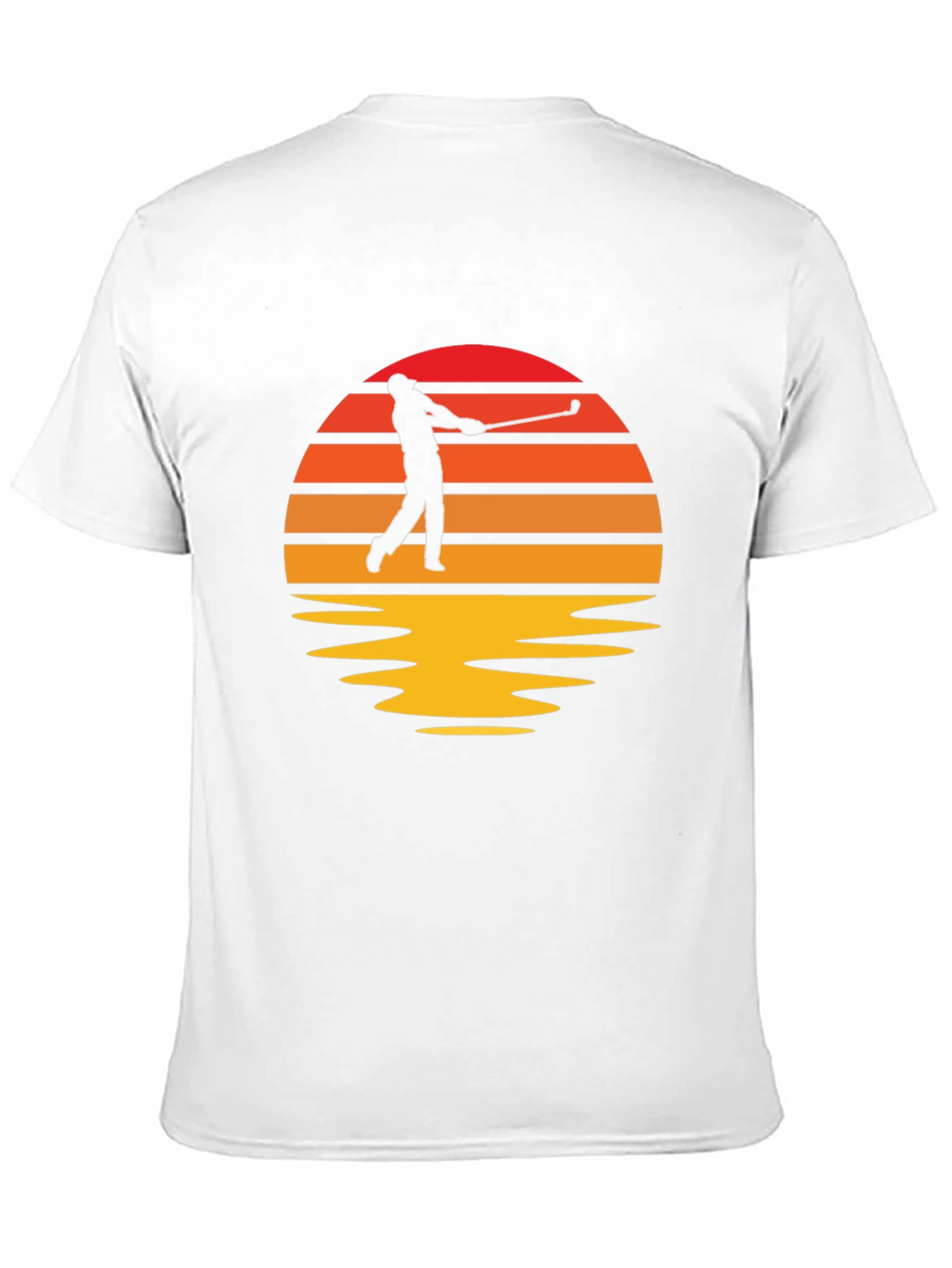 Retro Golfer Sunset Black T-Shirt