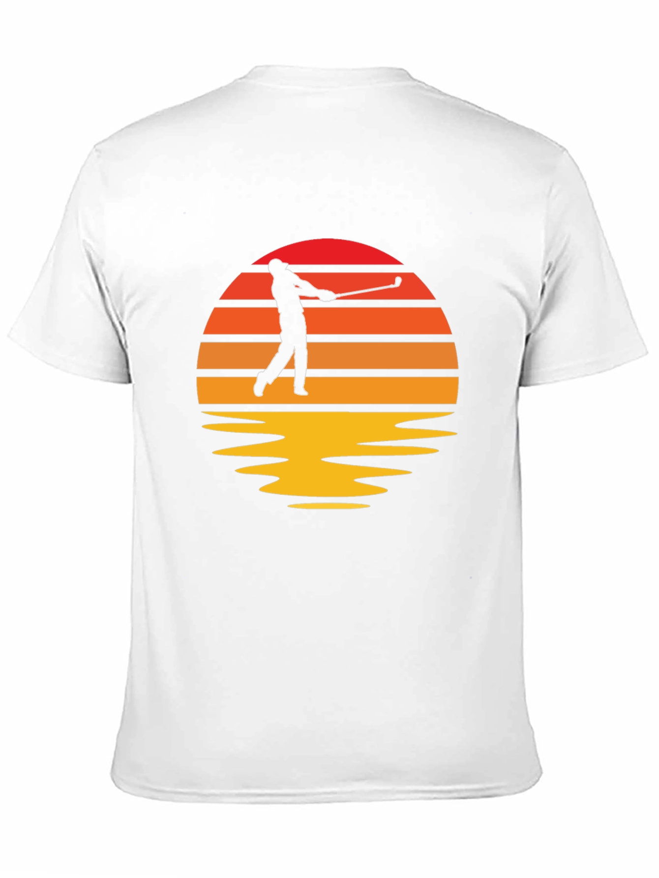 Retro Golfer Sunset Black T-Shirt