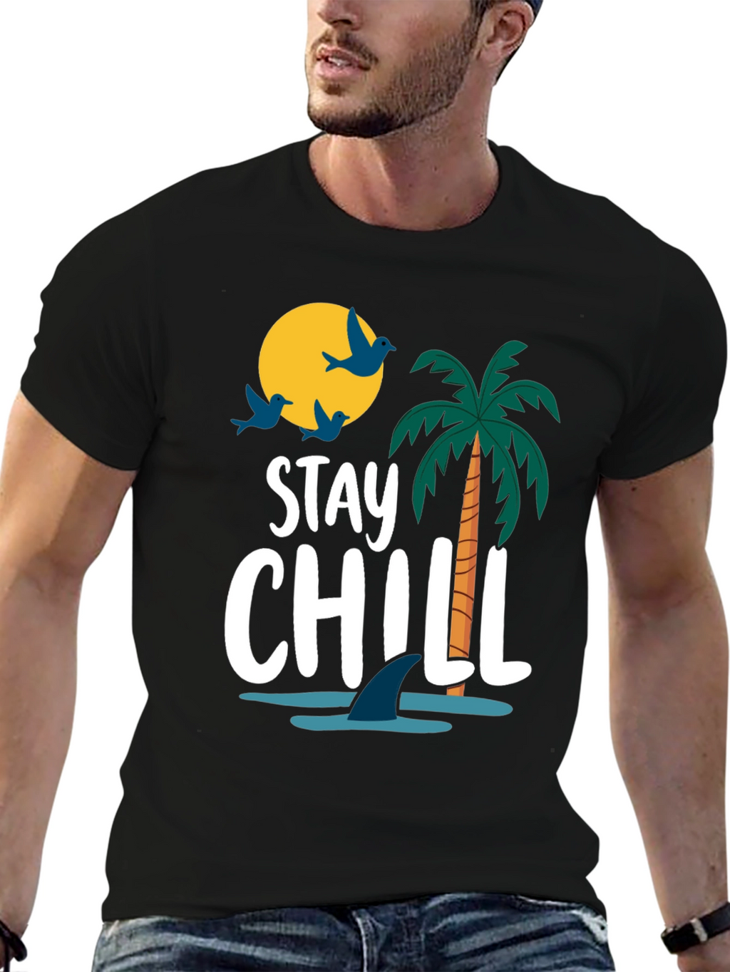 Stay Chill Graphic T-Shirt - Black Cotton Tee